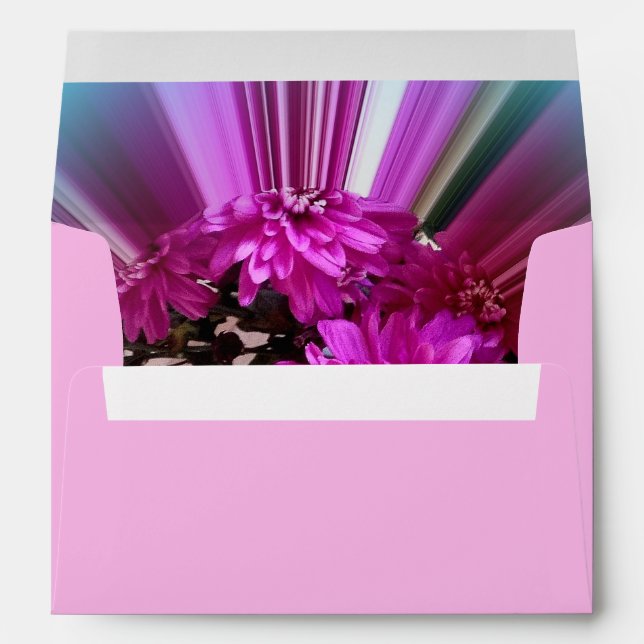 Fuchsia Pink Striped Botanical Envelope (Back (Bottom))