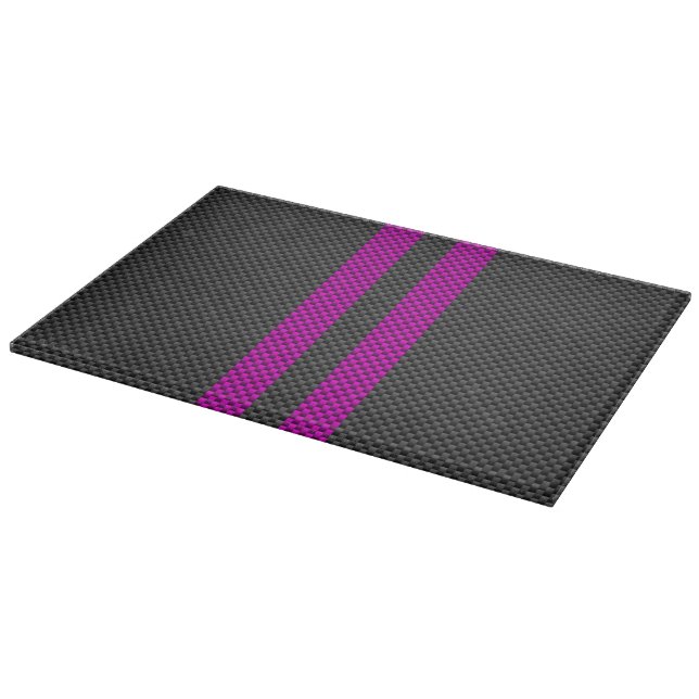 Fuchsia Pink Stripes in Carbon Fibre Style Cutting Board (Corner)