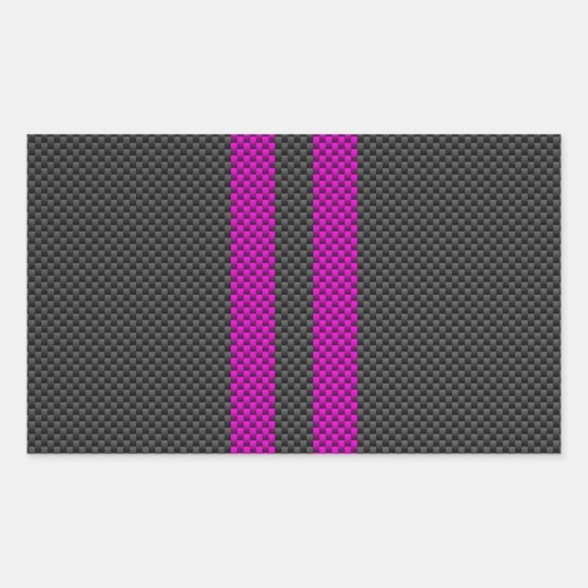 Fuchsia Pink Stripes in Carbon Fibre Style Sticker (Front)