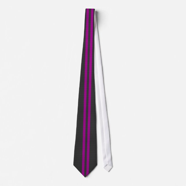 Fuchsia Pink Stripes in Carbon Fibre Style Tie (Front)