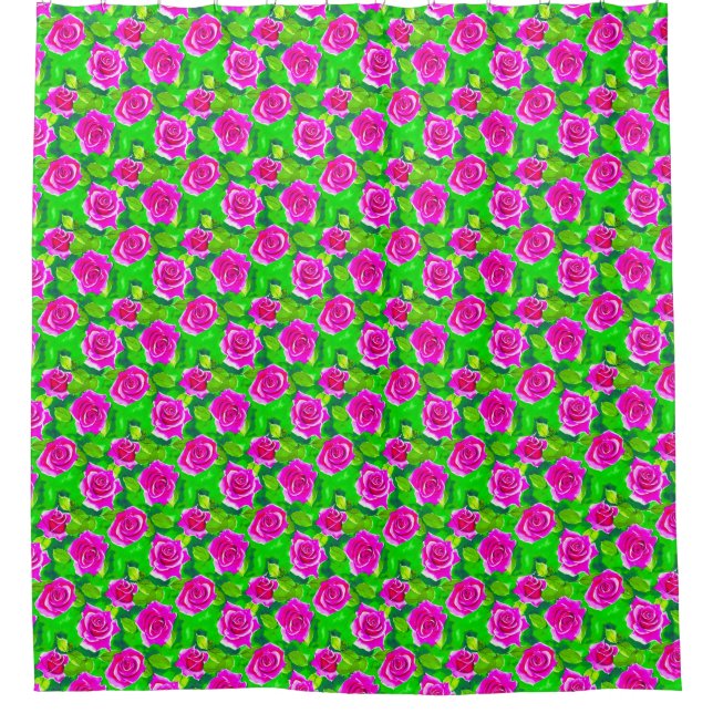 Fuchsia Pink Watercolor Rose Pattern (Front)