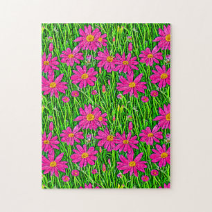 Fuchsia Pink Wildflowers in a Field  Jigsaw Puzzle