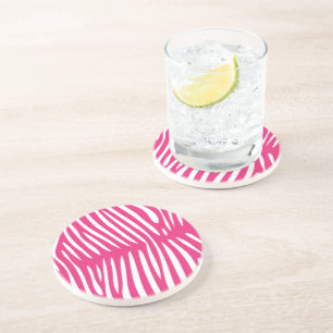 Fuchsia & Pink Zebra Skin Change Background Colour Coaster