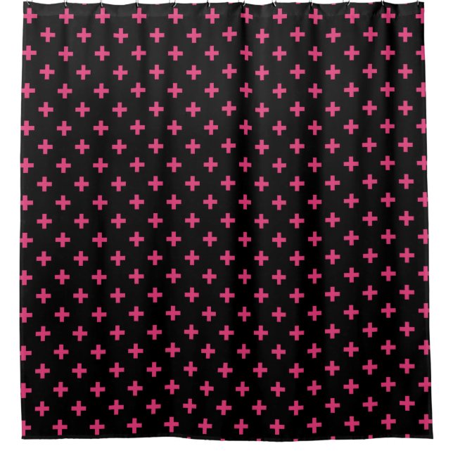 Fuchsia polka crosses on black (Front)