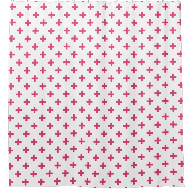 Fuchsia polka crosses on white (Front)