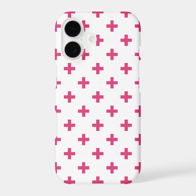 Fuchsia polka crosses on white (Back)
