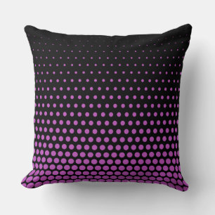 Fuchsia Polka Dot Modern Black Throw Pillow