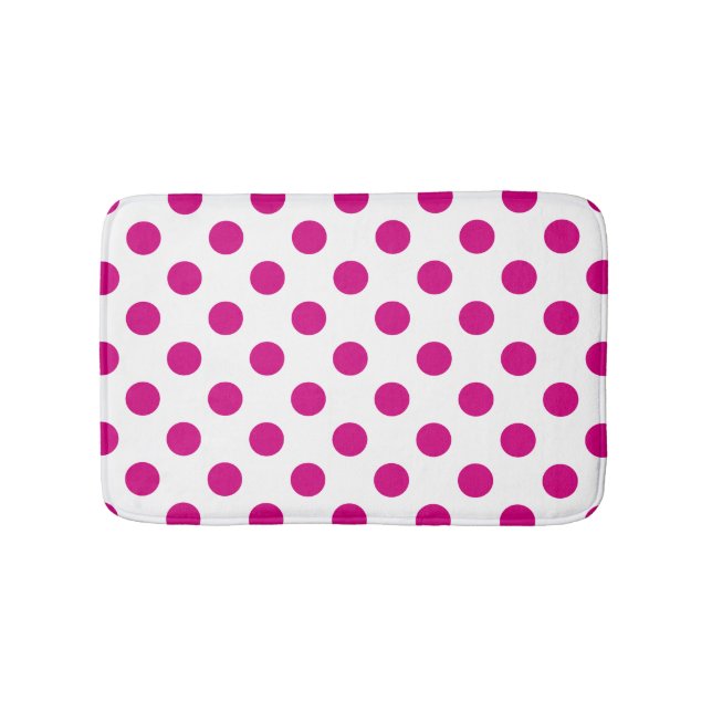 Fuchsia polka dots bath mat (Front)