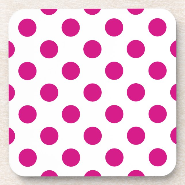 Fuchsia polka dots coaster (Front)