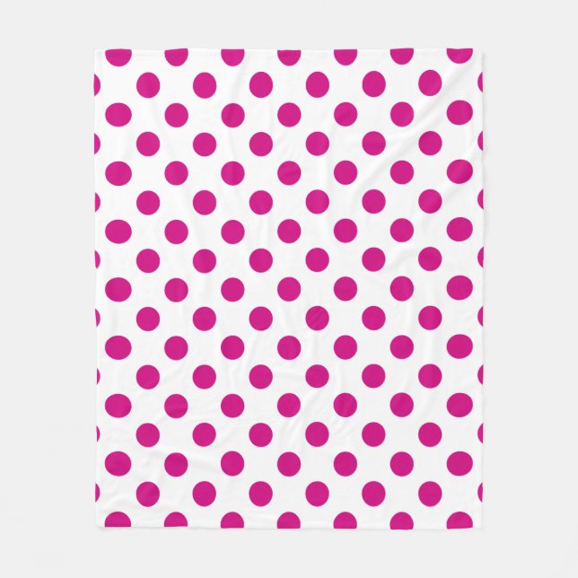 Fuchsia polka dots fleece blanket (Front)