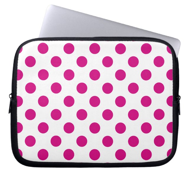 Fuchsia polka dots laptop sleeve (Front)