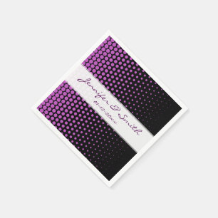 Fuchsia Polka Dots Modern Black Napkin