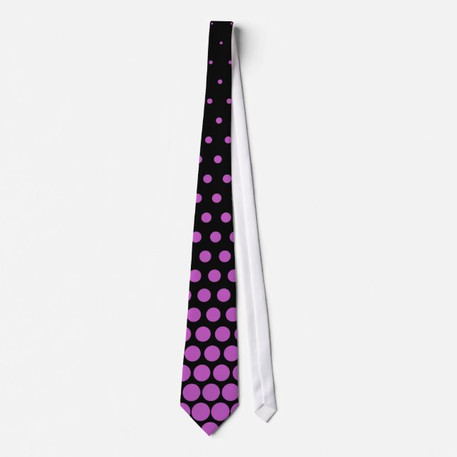 Fuchsia Polka Dots Modern Black Tie (Front)