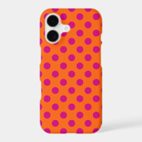 Fuchsia polka dots on orange