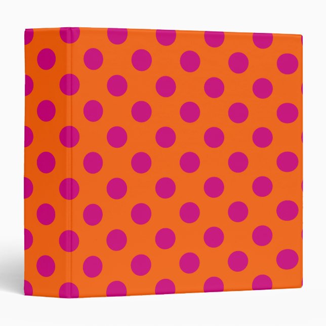 Fuchsia polka dots on orange binder (Front/Spine)