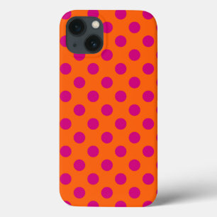 Fuchsia polka dots on orange Case-Mate iPhone case