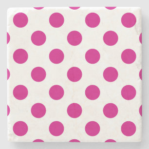 Fuchsia polka dots stone coaster