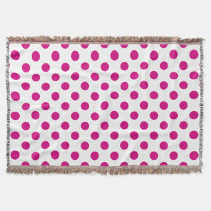 Fuchsia polka dots throw blanket