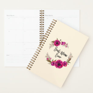 Fuchsia Poppies Floral Wreath Happy Mother's Day Planner