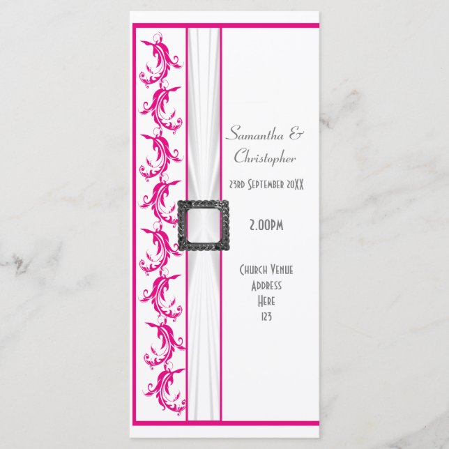 Fuchsia programme de mariage d'église rose et blan (Devant)