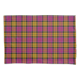 Fuchsia Purple and Gold Culloden Scottish Tartan Pillowcase