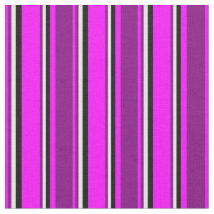 Fuchsia, Purple, Light Cyan & Black Coloured Lines Fabric