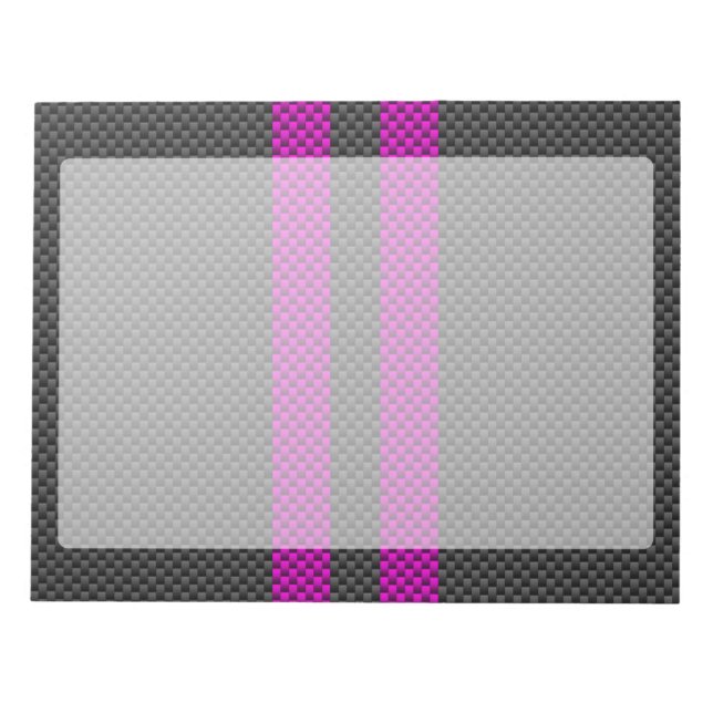 Fuchsia Racing Stripes in Carbon Fibre Style Notepad (Front)