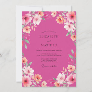 Fuchsia Radiant Blossom Wedding Invitation