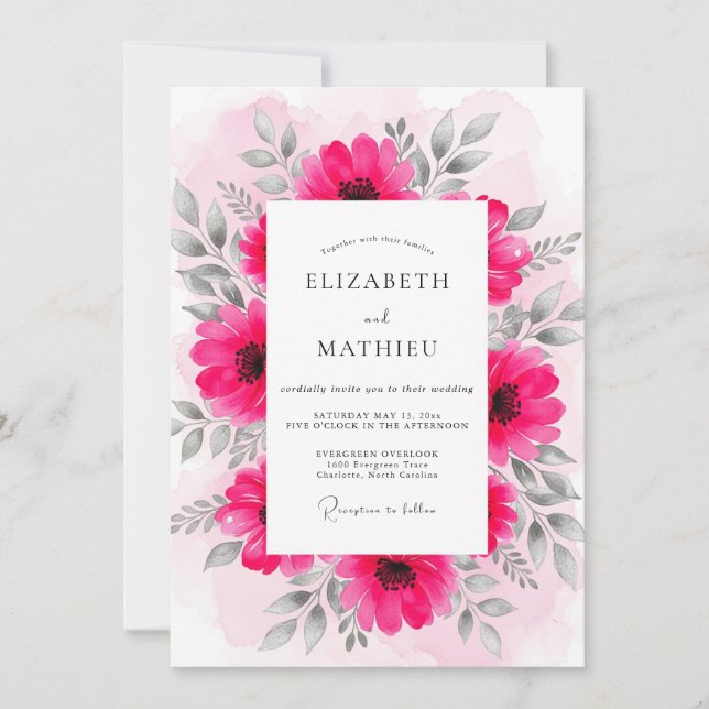Fuchsia Radiant Spring Wedding Invitation (Front)