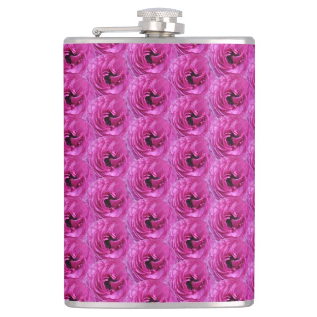 Fuchsia Ranunculus - Modern Floral Design Hip Flask (Front)