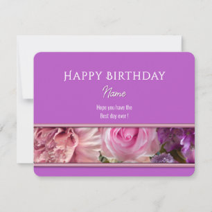 Fuchsia Rose Happy Birthday Greeting Card