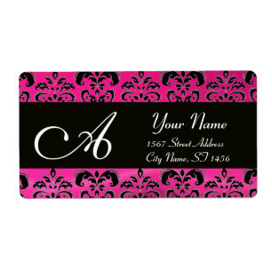 FUCHSIA ROSE NOIR DAMASK, MONOGRAMME AMÉTHYSTE