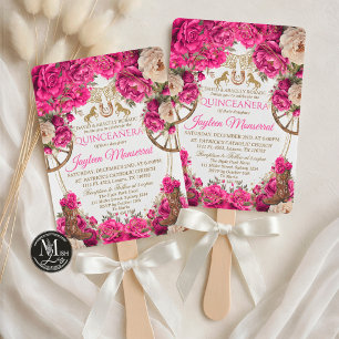 Fuchsia Roses and Cowboy Boots Country Quinceañera Invitation