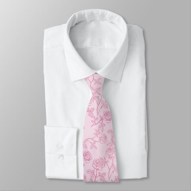 Fuchsia roses on pink tie (Tied)
