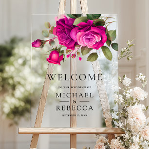 Fuchsia Roses Rose Chaude Mariage Bienvenue