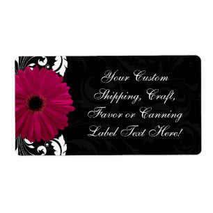 Fuchsia Scroll Gerbera Daisy avec noir et blanc