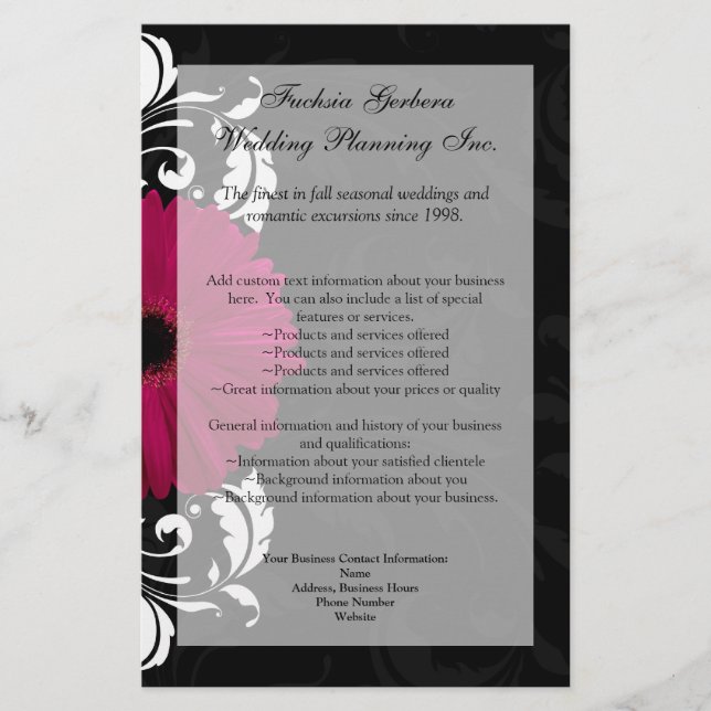 Fuchsia Scroll Gerbera Daisy w/Black and White Flyer (Front)