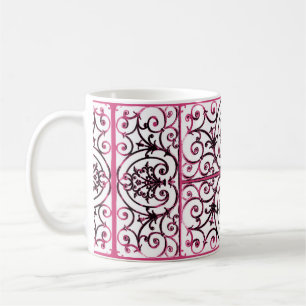 Fuchsia scrollwork pattern coffee mug