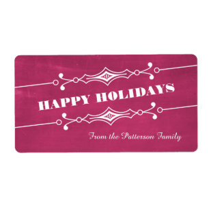 Fuchsia Slanted Chalkboard Holiday Labels