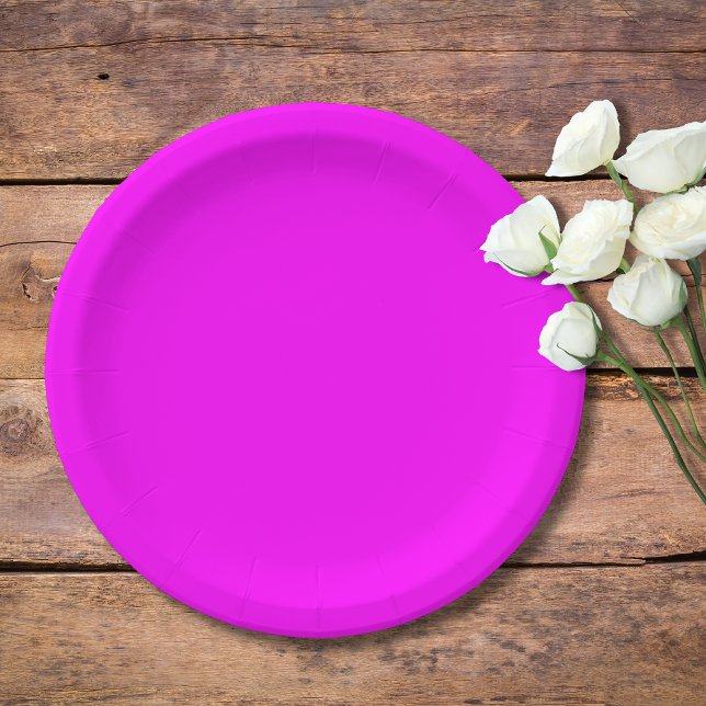 Fuchsia Solid Colour | Classic Elegant Paper Plate (Creator Uploaded)