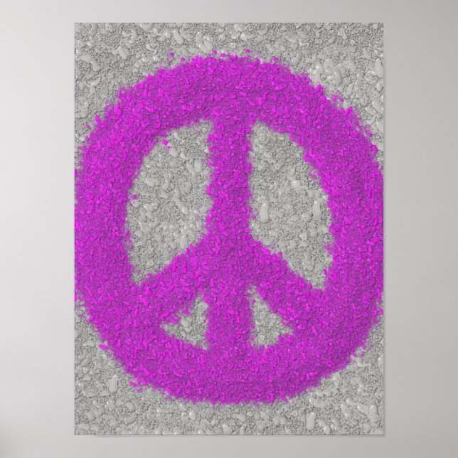Fuchsia Splat Painted Peace Sign Print (Front)
