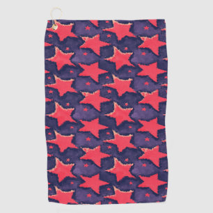 Fuchsia Stars Purple Cosmic Pattern Golf Towel