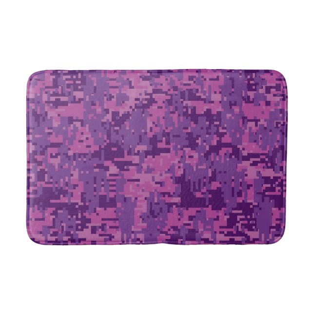 Fuchsia Storm Digital Camo Camouflage Customizable Bath Mat (Front)
