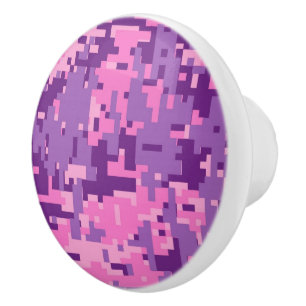 Fuchsia Storm Digital Camo Camouflage Customizable Ceramic Knob