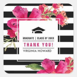 Fuchsia   Stripe Pattern Graduation Stickers
