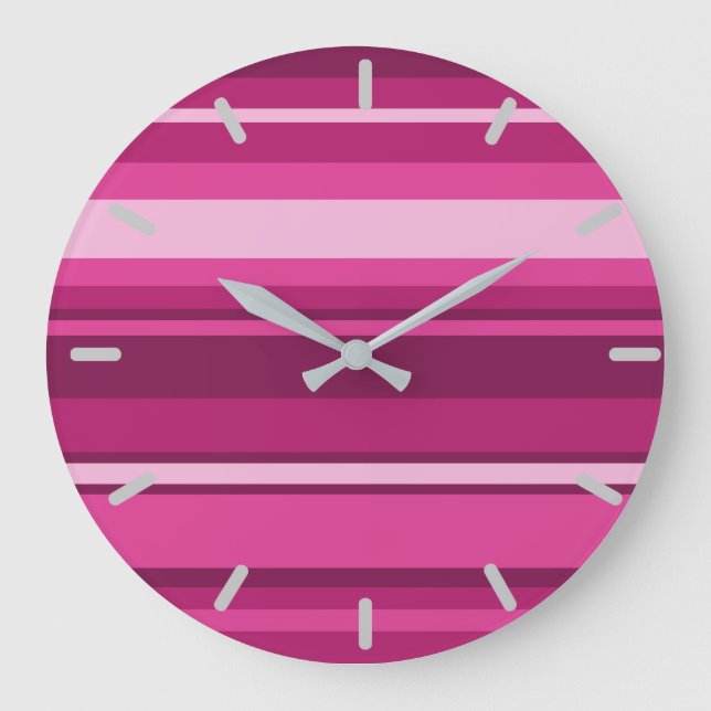 Fuchsia stripes large clock (Front)