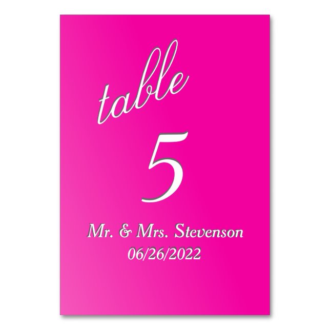 Fuchsia  Table Number (Front)