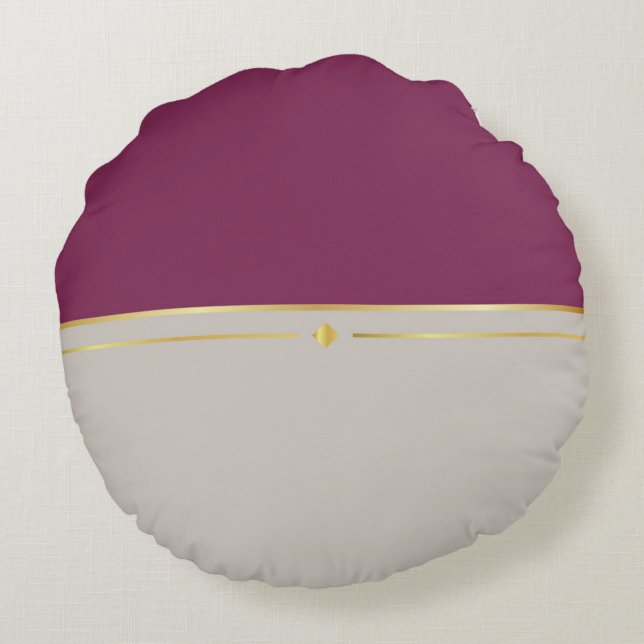 Fuchsia & Taupe Haven Round Pillow (Back)