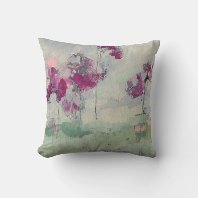 Fuchsia Treeline Throw Pillow (Front)