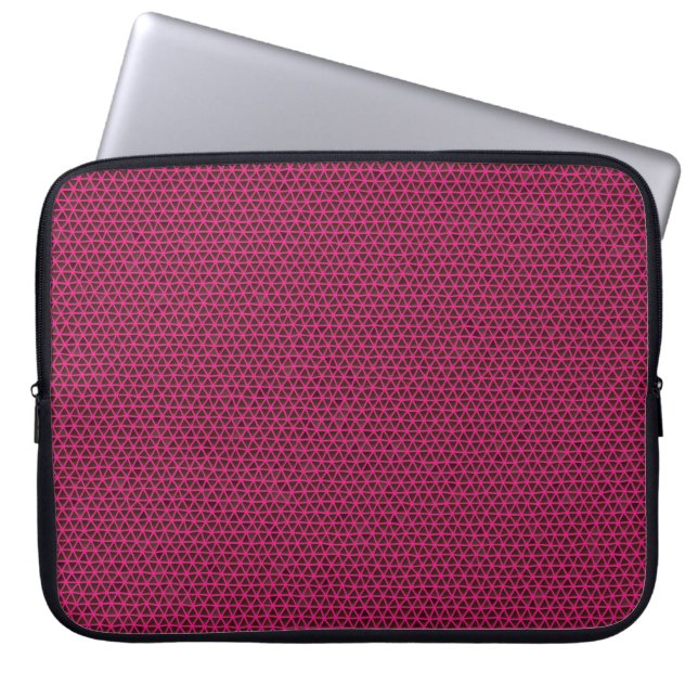Fuchsia Triangles on Black iPad Sleeve (Front)